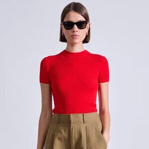 Ciao Ribbed Tee by Apiece Apart in Red